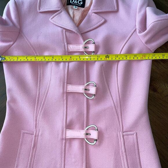 Dolce & Gabbana Pink Jacket Wool Leather Trim Buckles D&G Women 26/ 40 MOTH READ - Picture 13 of 16